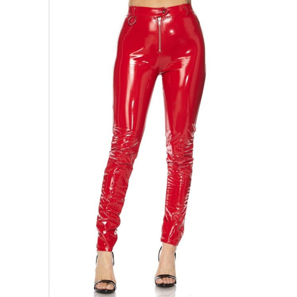 Red Revealing Latex Pants – Laidtex